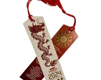 Chinese New Year Bookmark - Year of the Dragon - White