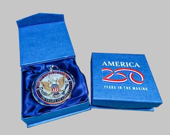 America 250th Anniversary Crystal Ornament | Commemorative Bald Eagle Keepsake (Gift Box)