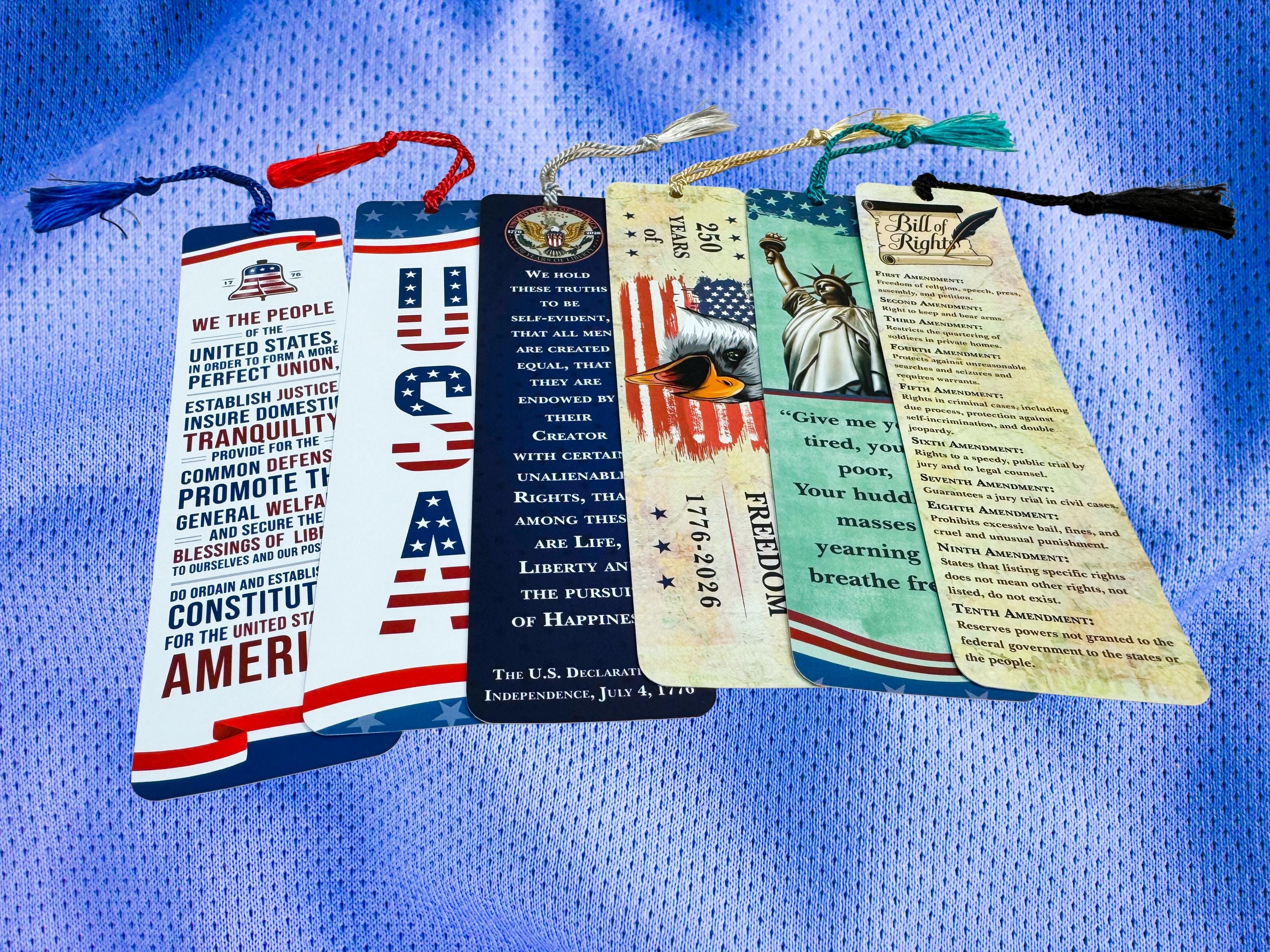 Patriotic American Bookmark Set of 6 | USA Founding Bookmarks ...