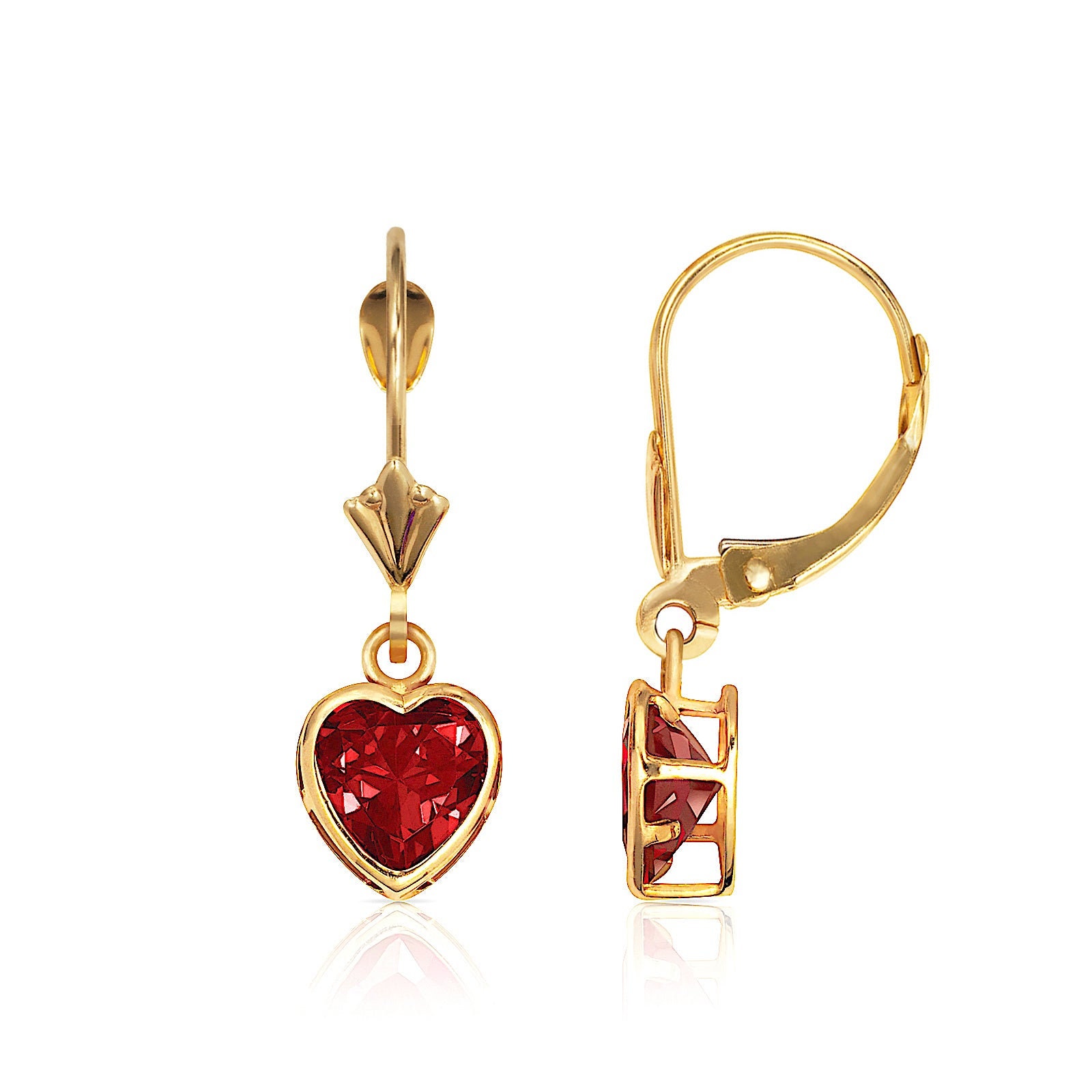 14K Gold Heart Earrings Leverback Heart Earrings CZ Heart - Etsy