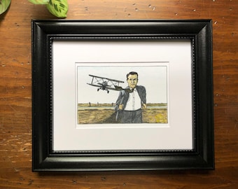 Konsttryck North by Northwest, Alfred Hitchcock, Cary Grant
