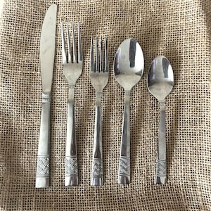 5pc Mainstays Pierremont Weave Polished Stainless Steel Flatware Set