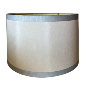 Vintage Modern 15&quot; D x 10&quot; H White & Gray Round Lamp Shade Lampshade