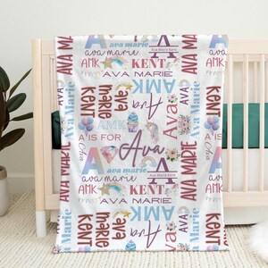 Personalized Baby Blanket | Unicorn Name Blanket | Toddler Blanket | Customized Name Blanket | Custom Toddler Blanket | Baby Shower Gift