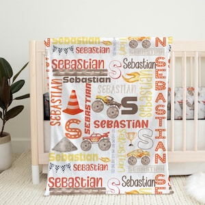 Couverture personnalisée pour bébé | Couverture Monster Truck | Couverture pour tout-petit | Couverture prénom personnalisée | Couverture personnalisée pour tout-petit | Cadeau baby shower
