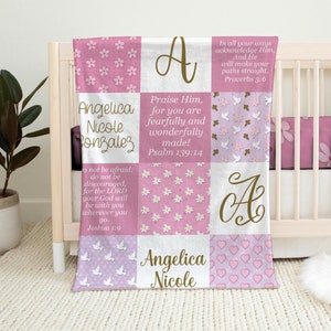 Personalized Baby Blanket | Bible Verse Baby Blanket | Custom Name Blanket with Scriptures | Religious Baby Gift | Baby Shower Gift