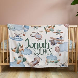 Personalized Baby Blanket | Airplane Blanket | Customized Name Blanket | Aerospace | Baby Shower Gift