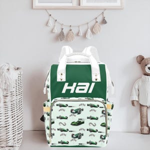 Personalized Diaper Bag Backpack | Race Cars Backpack Diaper Bag | Customized Diaper Bag |  Baby Shower Gift