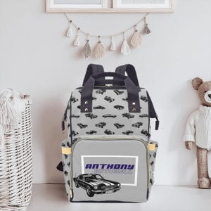 Personalized Diaper Bag Backpack | Muscle Cars Backpack Diaper Bag | Customized Diaper Bag |  Baby Shower Gift