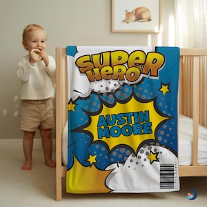 Personalized Baby Boy Blanket – Superhero Blanket – Baby Shower Gift – Soft Minky Blanket for Boyd – Comic Book