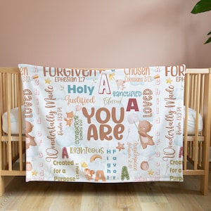 Personalized Baby Blanket | Woodland Blanket | Bible Affirmations | Customized Name Blanket | Christian Blanket | Baby Shower Gift