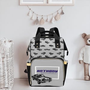 Personalized Diaper Bag Backpack | Muscle Cars Backpack Diaper Bag | Customized Diaper Bag |  Baby Shower Gift