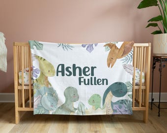 Personalized Dinosaur Baby Blanket | Baby Shower Gift
