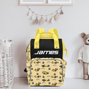 Personalized Diaper Bag Backpack | Race Cars Backpack Diaper Bag | Customized Diaper Bag |  Baby Shower Gift