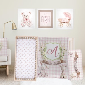 Personalized Crib Bedding Set | Preppy Bedding Set | Custom Nursery Bedding Set | Heirloom | Grandmillennial | Crib Blanket