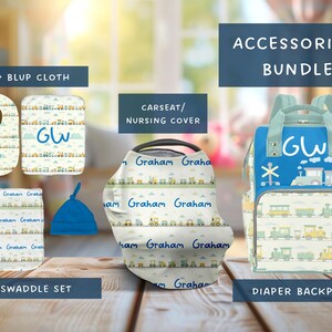Personligt tågbabypaket | Blöjväska, inplastning, bilbarnstolsskydd