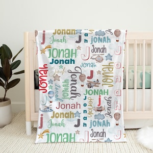 Personalized Baby Blanket | Airplane Blanket | Customized Name Blanket | Aerospace | Baby Shower Gift
