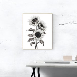Botanische Illustration Sonnenblume Wandkunst - Digital PNG - Home Decor - Sofortdownload print