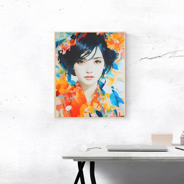 La Japonaise Digital PNG - Wall Art - japanese woman - Home  Decor - instant download print