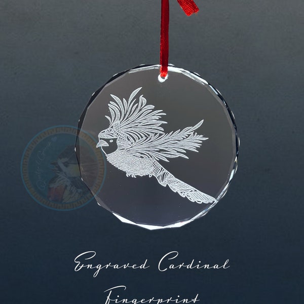 Loss of Parent Gift ornament, Death of relative, Condolences, Mourning, Grieving, Passing, Sympathy Gift, Cardinal, Bird, fingerprint,