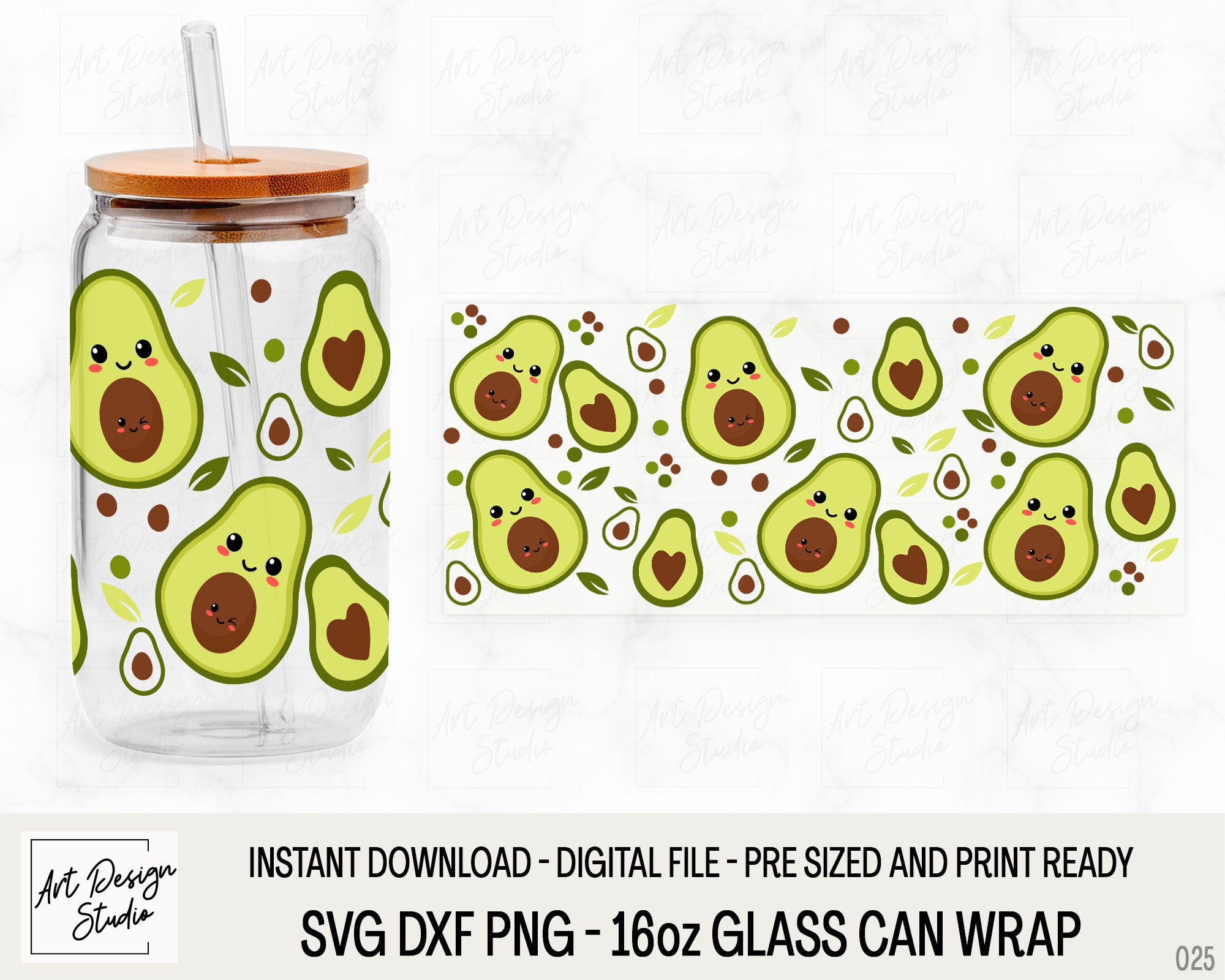 Avocado Design 16oz Glass Can Cup – The Water Lily Co