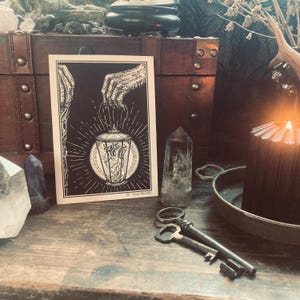 Tarot-ansichtkaart "De Kluizenaar" - Kunstdruk, Spiritualiteit, Magie, Duistere kunst, Illustratie, Duistere academie, Tarotkaart, Gotiek, Hekserij