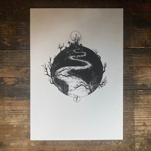 Kunstdruck “path” - DINA4, Dark Art, s/w Illustration, Life and death, Friedhof, gothic, witchy vibes, dunkle Ästhetik