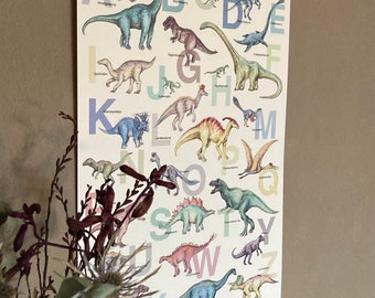 Art print “Dinosaur Alphabet” - A3, watercolor, children's illustration, poster, dino poster, book illustration, dino collection, abc, back to school