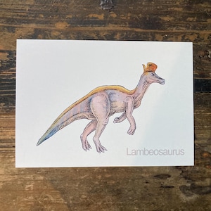 L - Alphabet-Postkarte “Lambeosaurus” - Kunstdruck Dinosaurier A6, Aquarell, Kinder Illustration, Lernkarte, ABC, Buchstaben, Postkarte