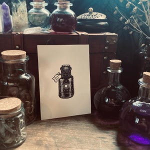 Cartão postal mágico “Stardust” - impressão artística, poção mágica, feitiço, bons votos, magia, bruxaria e feitiçaria, decoração Dark Academia, bruxaria