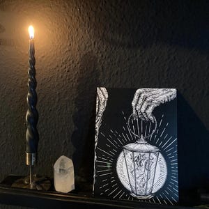 Kunstdruck „Der Eremit“, Tarotkarten Motiv, Din A5, illustration, Tarot, anatomisches Herz, Laterne, dark art, witchy, dark academia