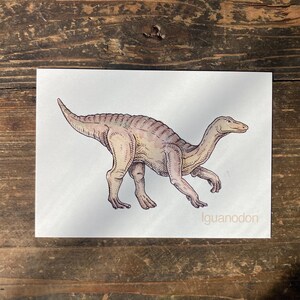 I - Alphabet-Postkarte “Iguanodon” - Kunstdruck Dinosaurier A6, Aquarell, Kinder Illustration, Lernkarte, ABC, Buchstaben, Postkarte