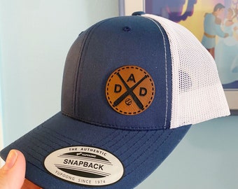 Baseball Dad Leather Patch Snapback Hat