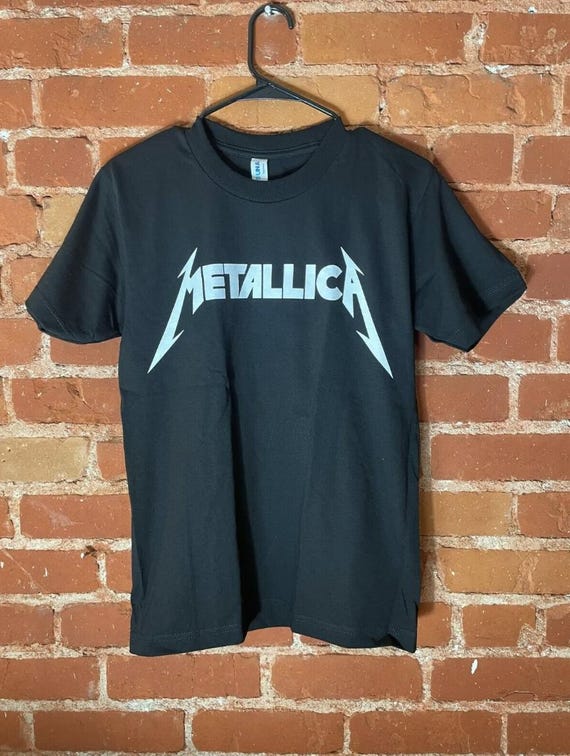 Metallica T-Shirt | Black Heavy Metal Band Tee | White Letter Graphic Shirt | Vintage Rock Shirt | Unisex Music Tee | 80s Rock Merch