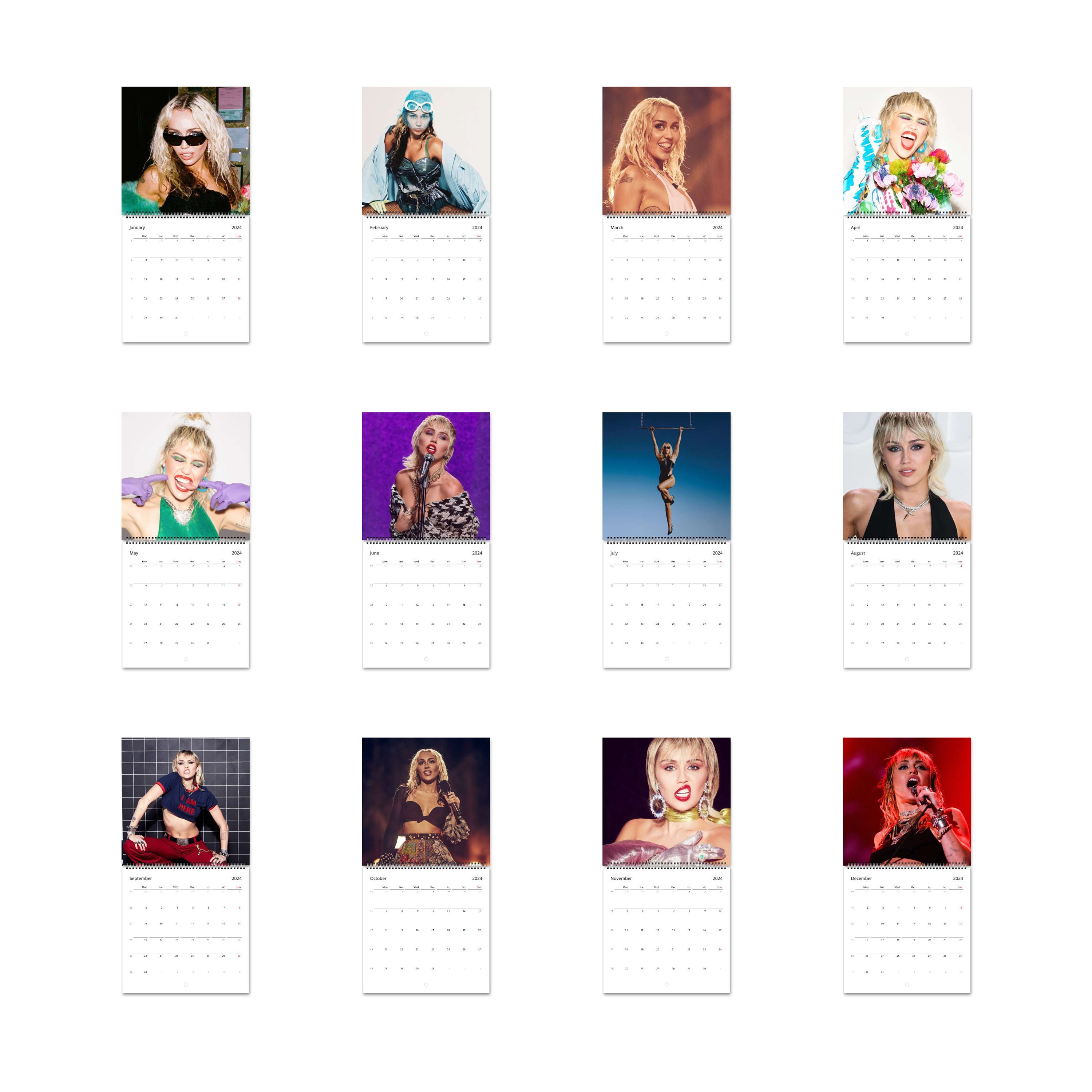 Miley Cyrus Calendar Vol.1 2024 Calendar, Wall Calendar 2024, Planner