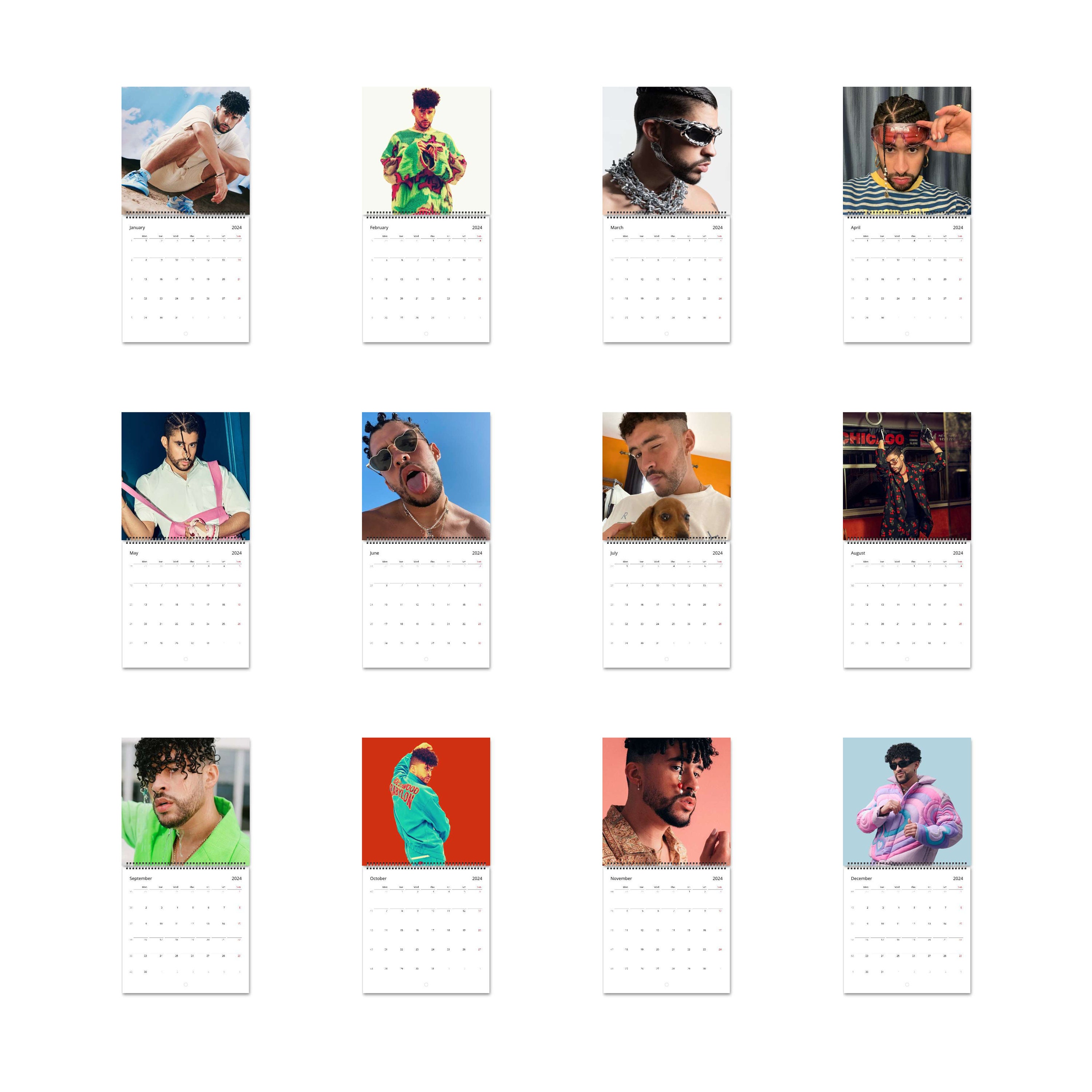 Bad Bunny Calendar 2024 Calendar, Wall Calendar 2024, Planner 2024