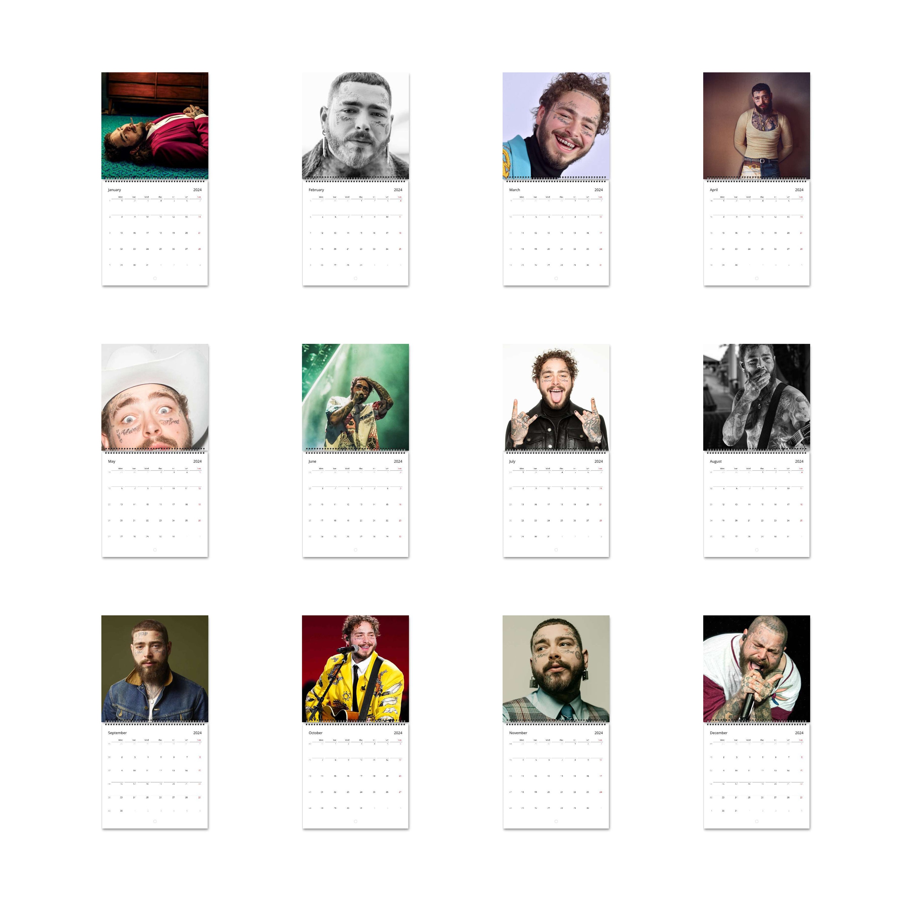 post-malone-calendar-2024-calendar-wall-calendar-2024-planner-2024