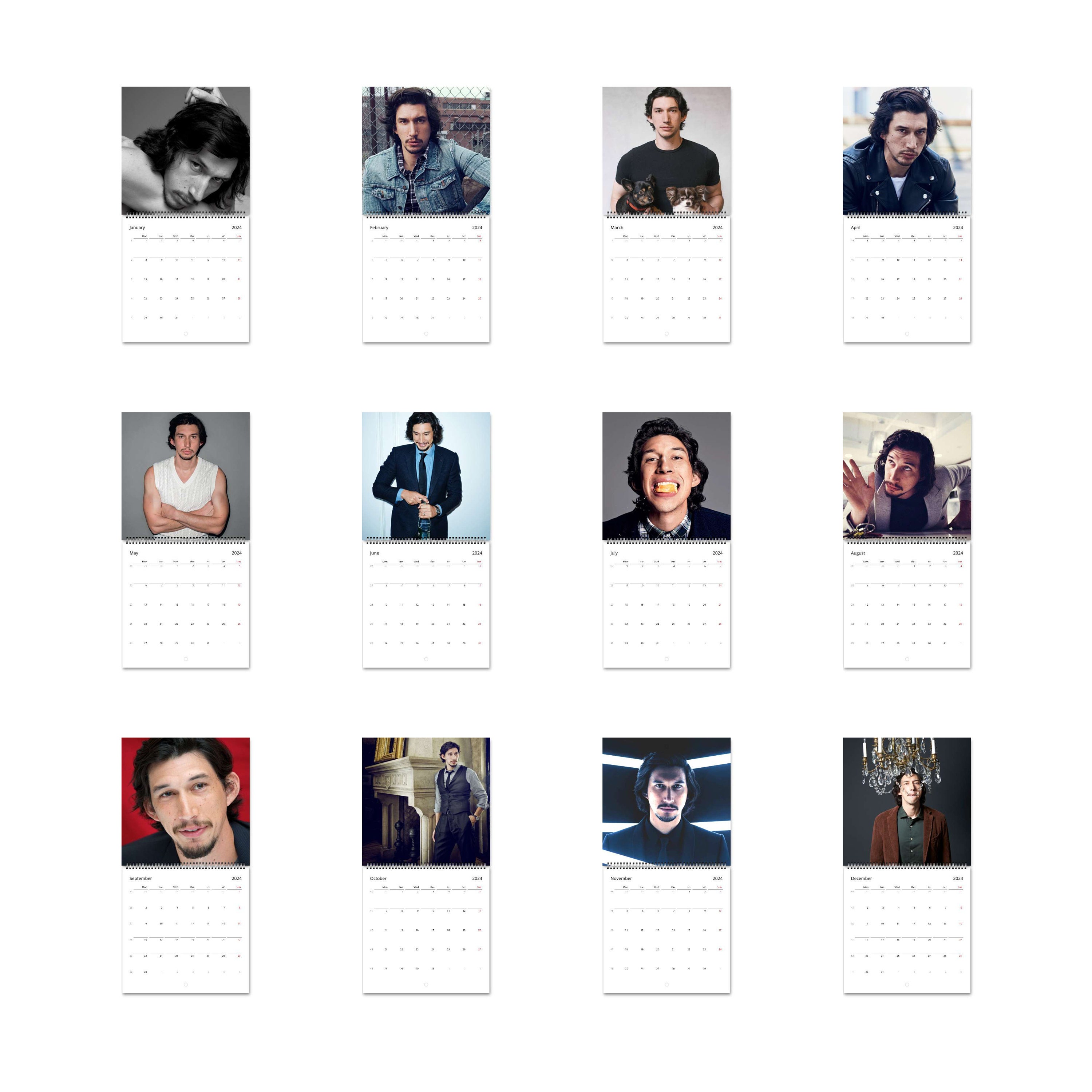 Adam Driver Calendar Calendario 2024, Calendario da parete 2024 venduto