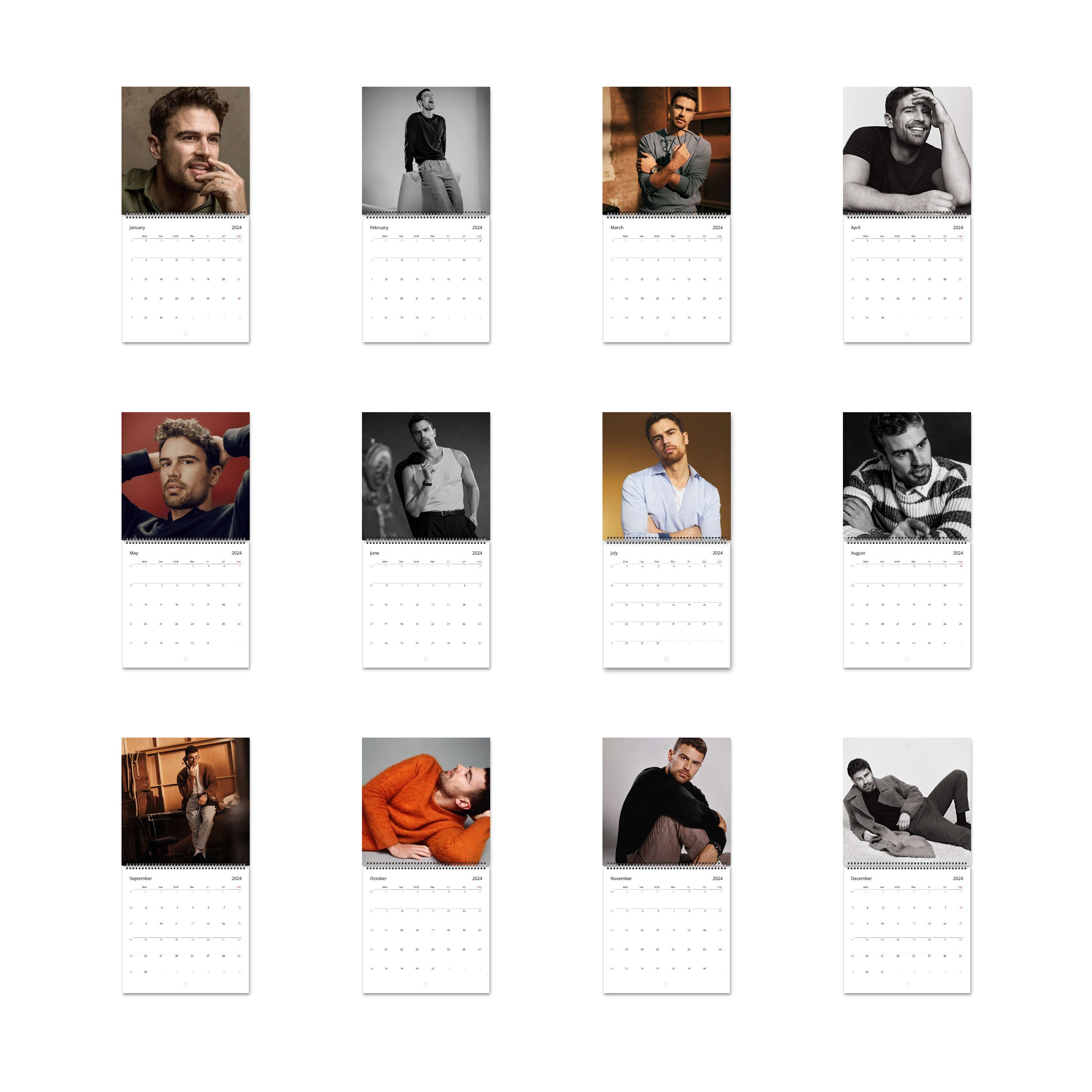 Theo James Calendar Vol.1 2024 Calendar, Wall Calendar 2024, Planner