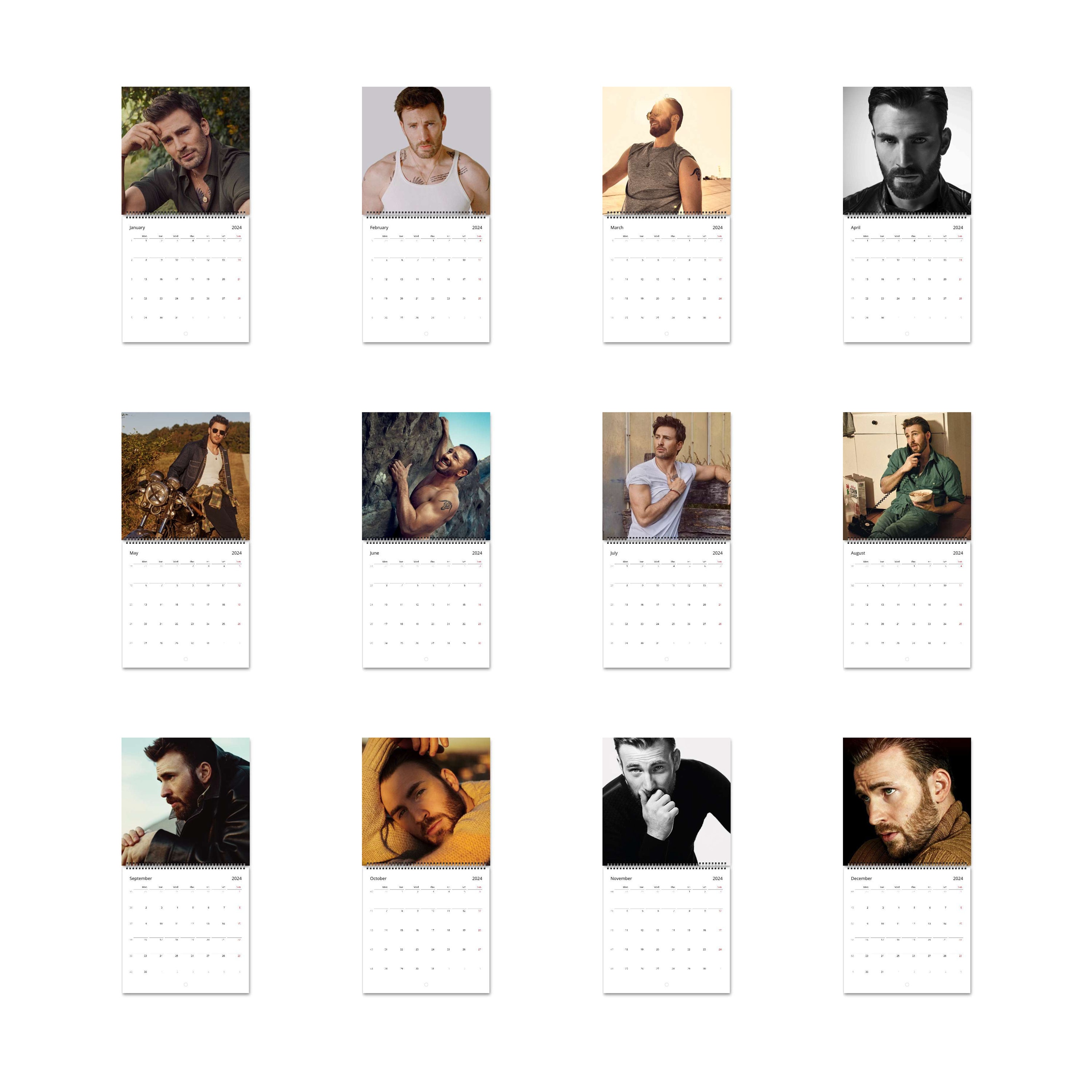 Chris Evans Calendar 2024 Calendar, Wall Calendar 2024, Planner 2024