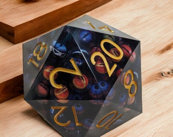 Übergroße mehrfach Bewegen Auge Flüssig Kern D20 die scharfen Harz DnD Rollenspiel 3 Größen XXL super Jumbo