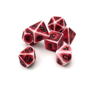 Jeu de dés acrylique mat rouille rouge sang D&D roleplay D20