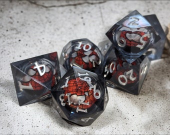 Set di dadi Spiderman Moving Liquid Core DnD gioco di ruolo D20 occhio di gatto