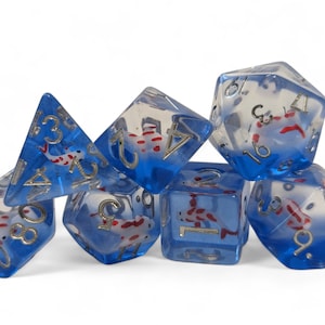 Swimming koi fish acrylic full set DnD dice roleplay D20 ocean lake pond Blue water