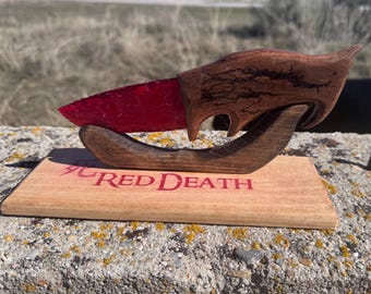 Red Obsidian Crystal Knife: Handmade Stone Blade Art Piece