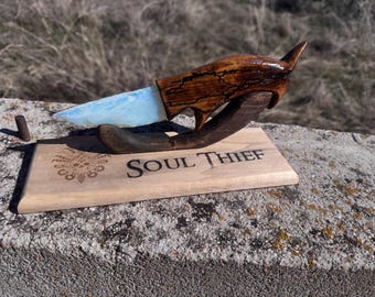 White Obsidian Crystal Knife "Soul Thief" – Handmade Stone Blade Art Piece