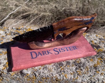 Handmade Black Obsidian Crystal Knife – "Dark Sister" Stone Blade Art Piece