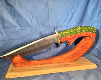 Knife Bowie Knife Hand-Carved hand painted “Brook” - John Olsen Design
