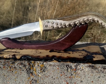 Knife Bowie Knife Hand-Carved Antler “The Kraken” - John Olsen Design