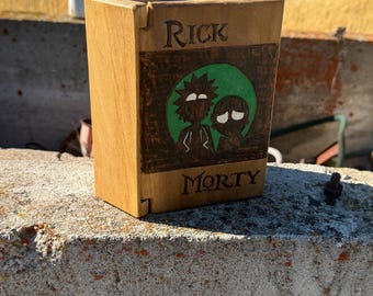 Handmade Rick and Morty Wood Box: Hand-Painted Fan Gift